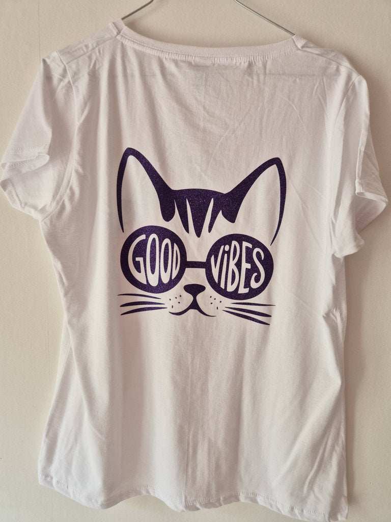 T-shirt Good vibes pailleté