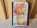 Portefeuille denim marine avec illustration bouquet de roses pastel