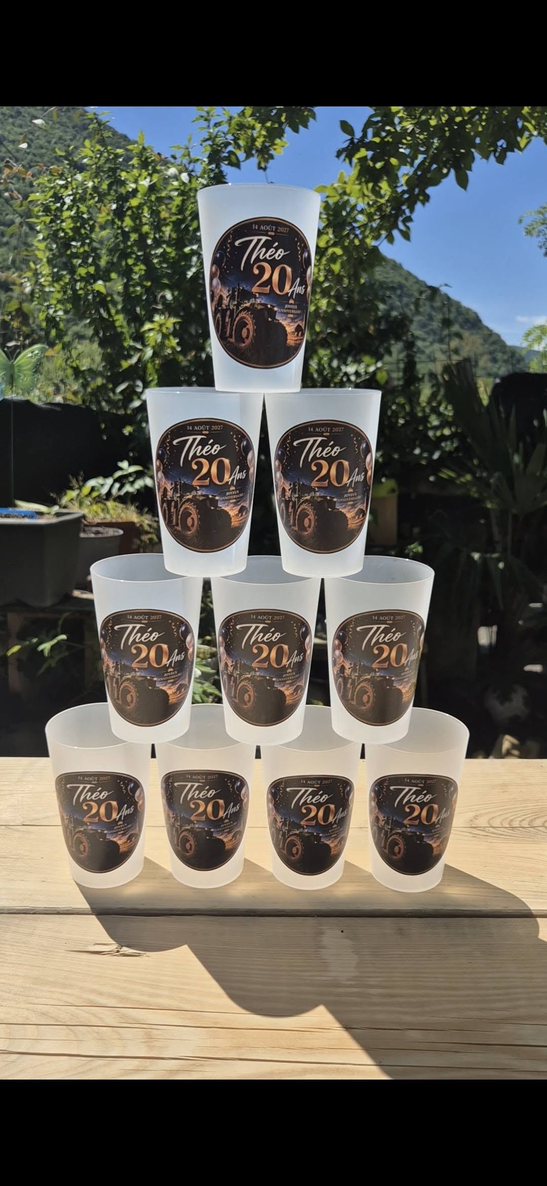 Écocup personnalisé anniversaire Théo 20 ans